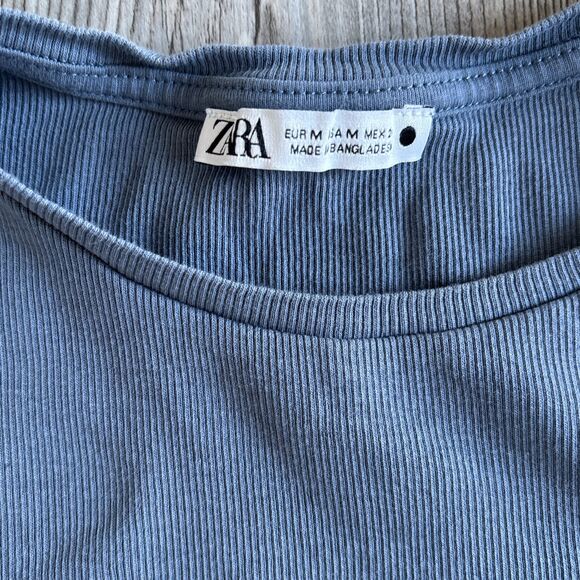 Zara Ribbed T Shirt Size Medium - Picture 4 of 6